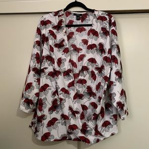 Alfani Woman Deep V-Neck Wrap Front Floral Blouse